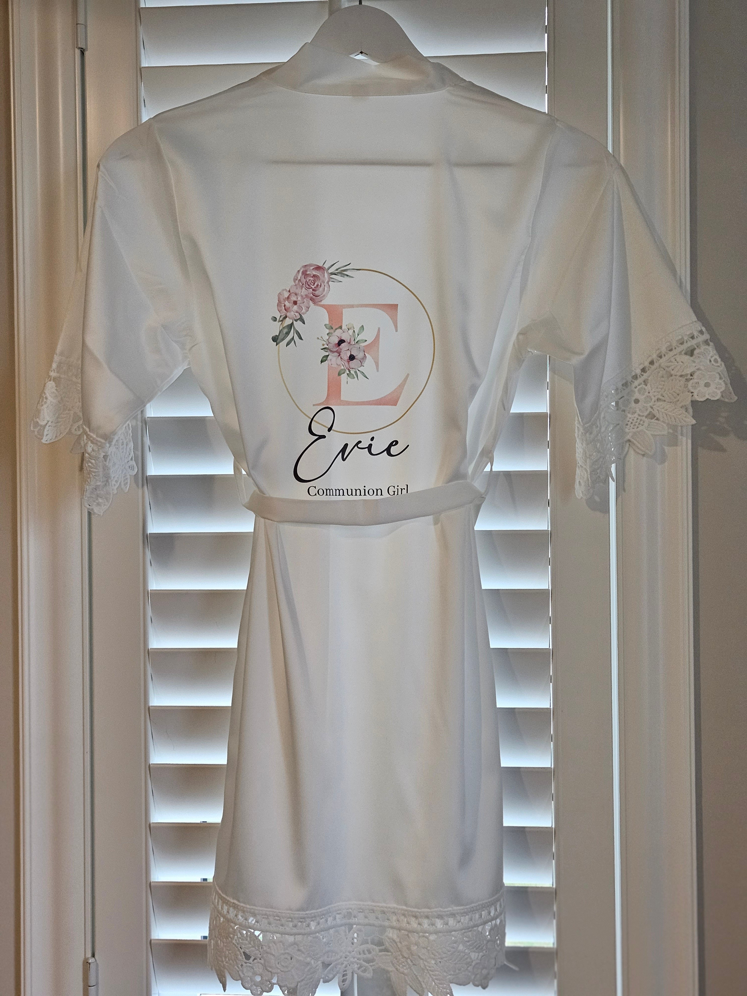 Lace sleeved satin robes