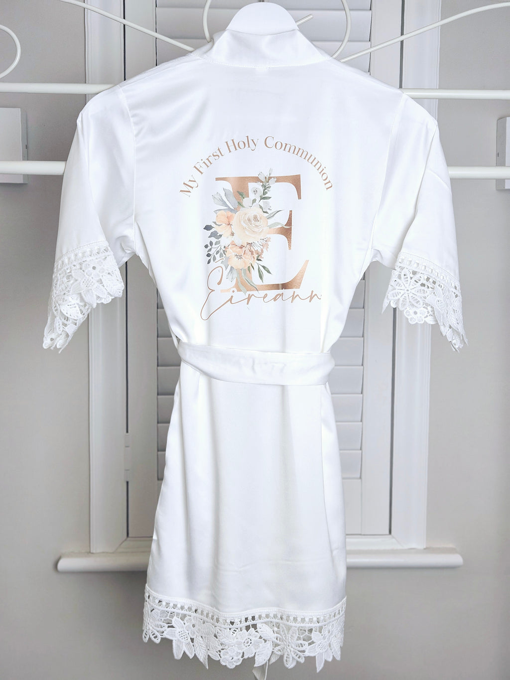 Lace sleeved satin robes