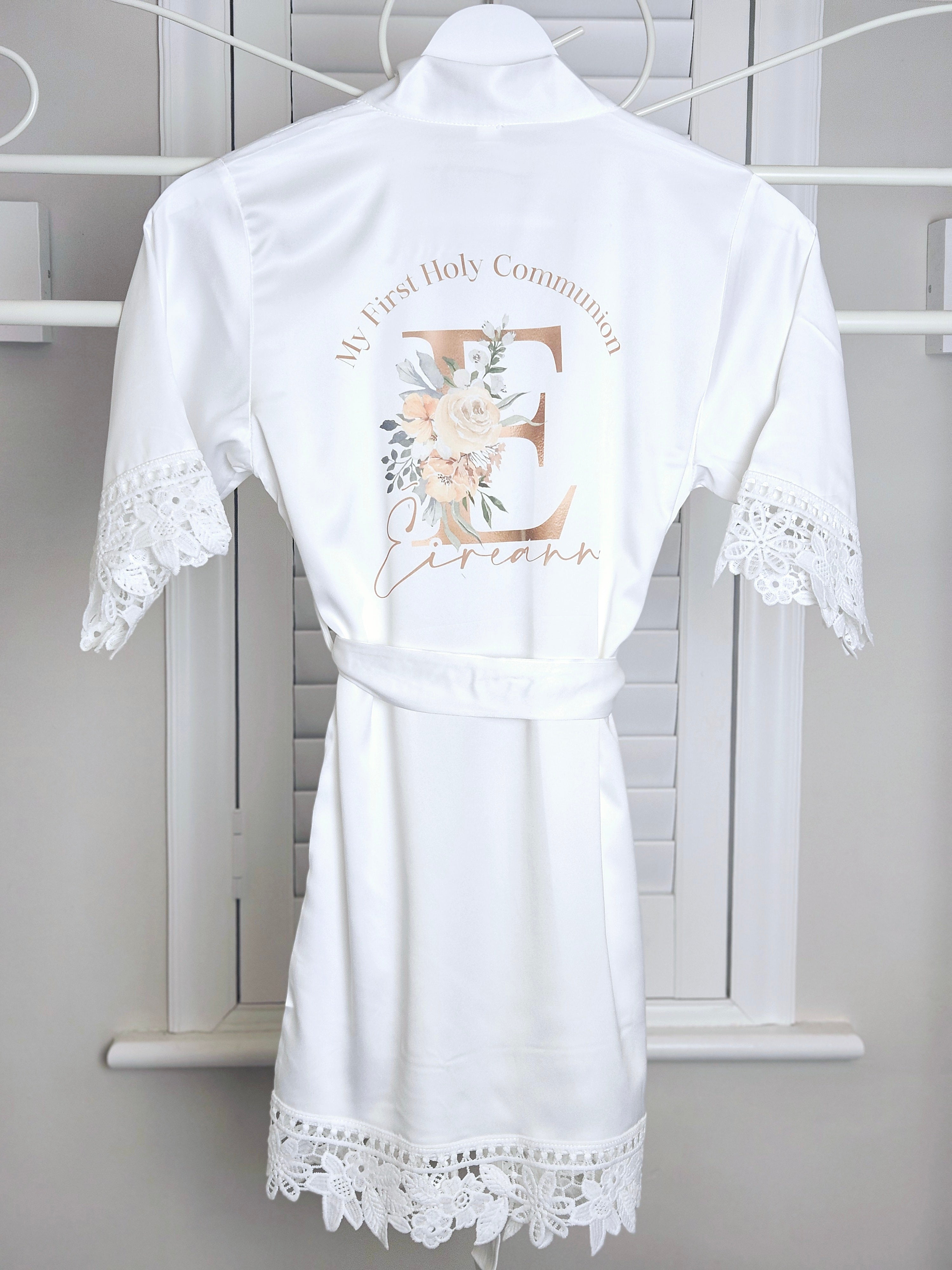 Lace sleeved satin robes