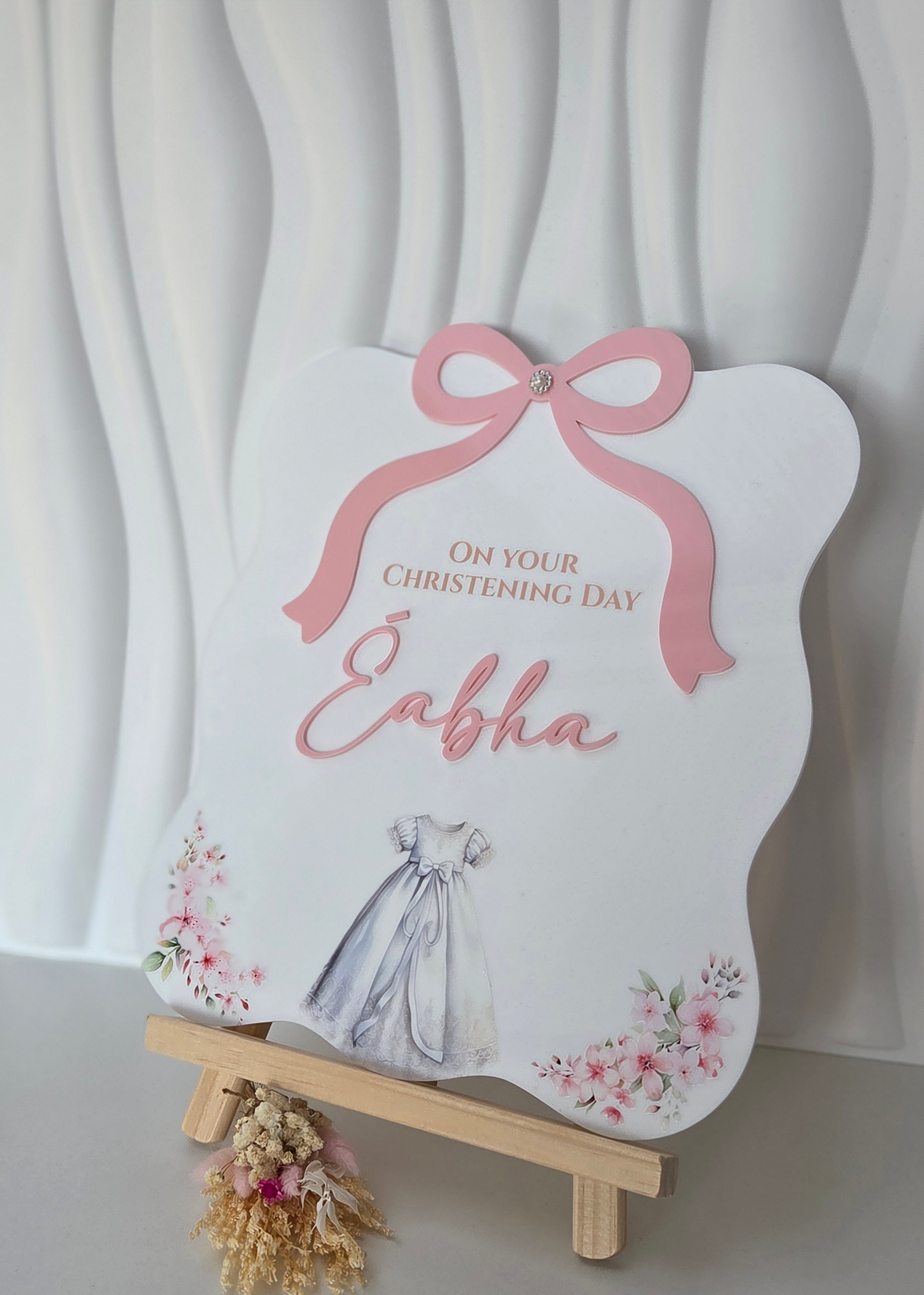 Christening Acrylic table sign & stand