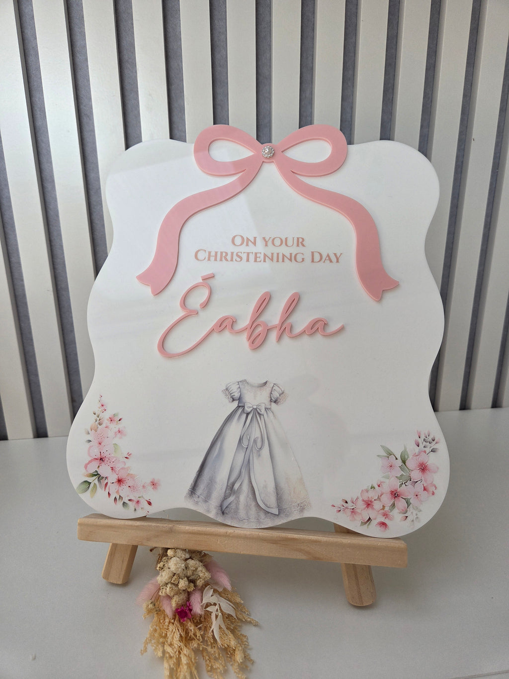 Christening Acrylic table sign & stand