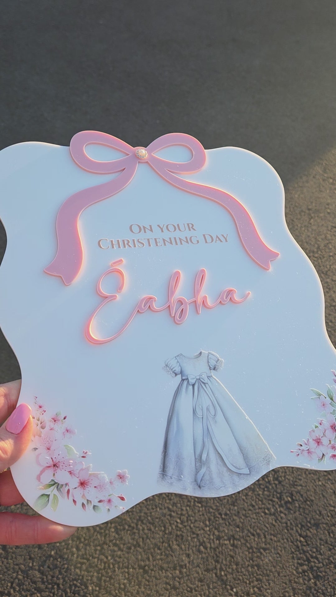 Christening Acrylic table sign & stand