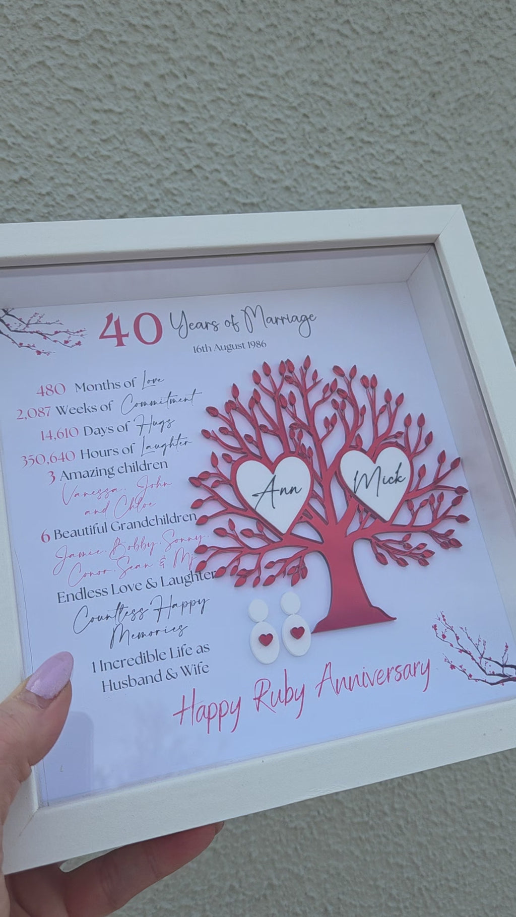 Ruby wedding Anniversary shadow box