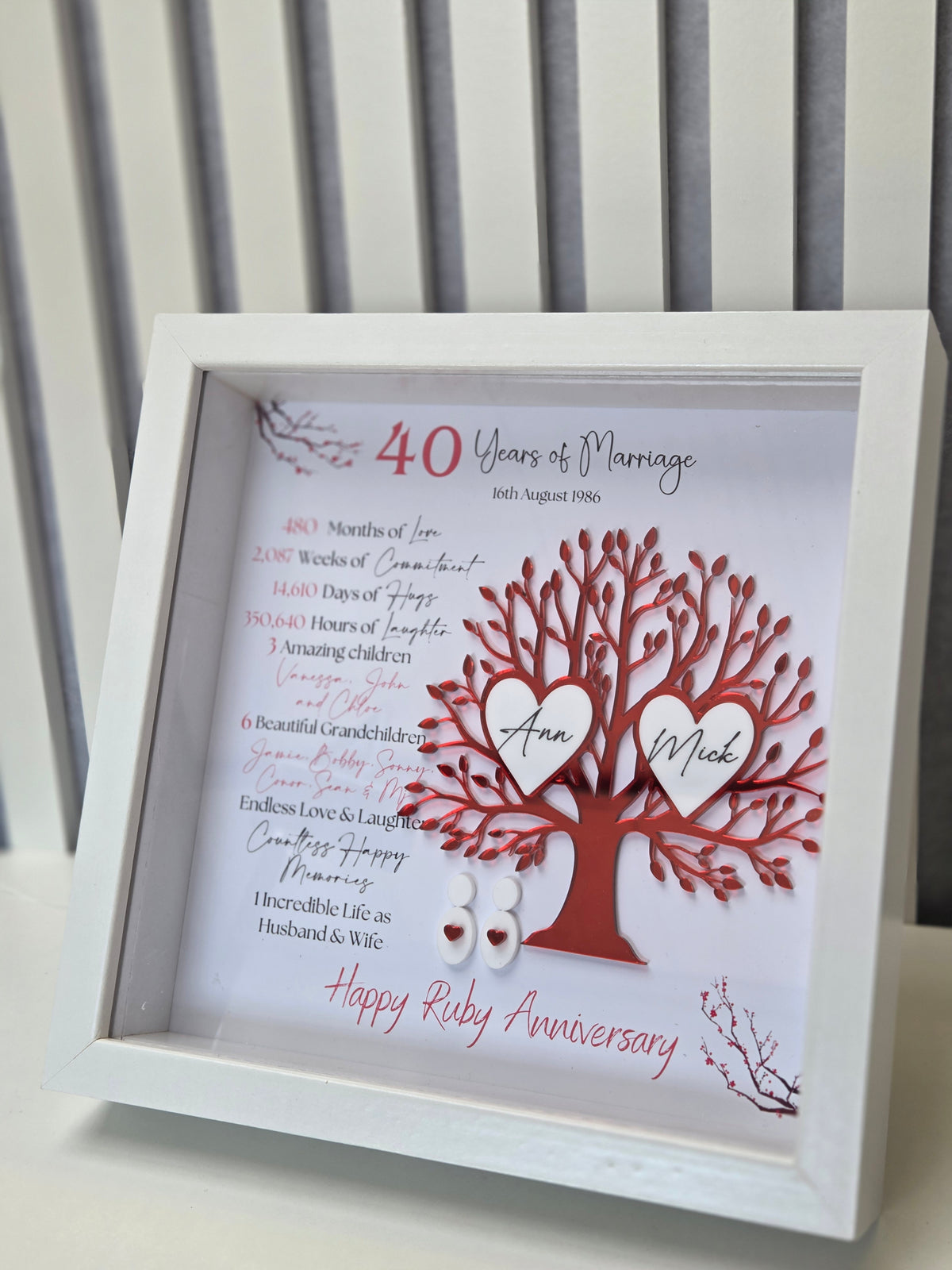 Ruby wedding Anniversary shadow box