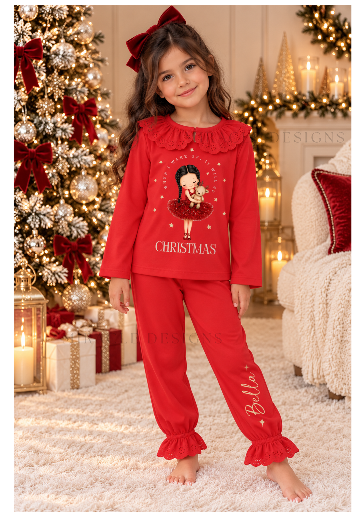 Personalised Christmas Frill PJs