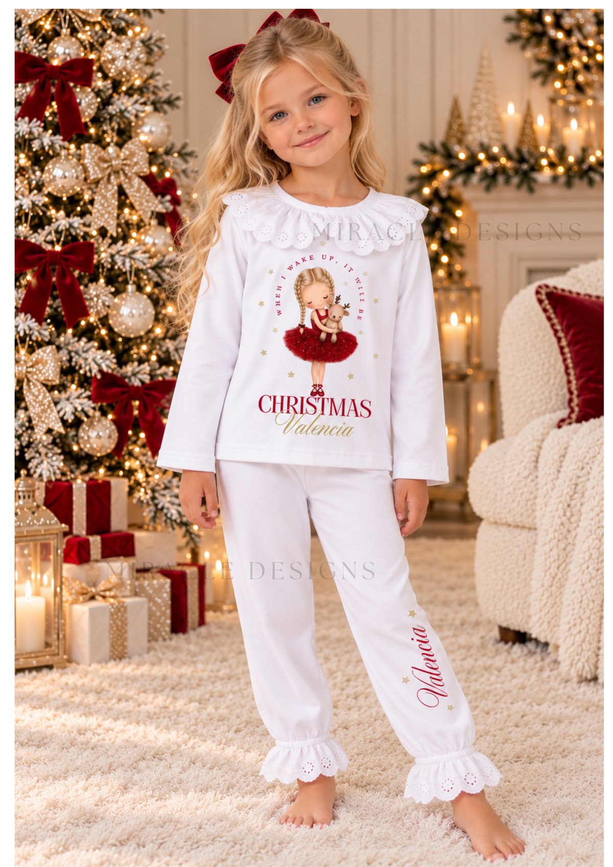 Personalised Christmas Frill PJs