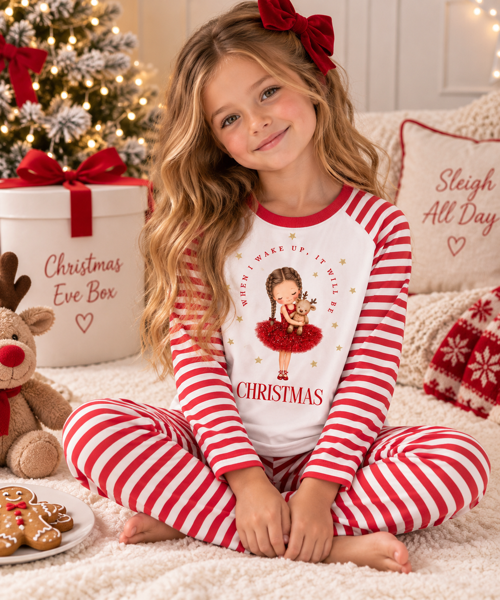 Christmas eve Cotton red stripe pjs