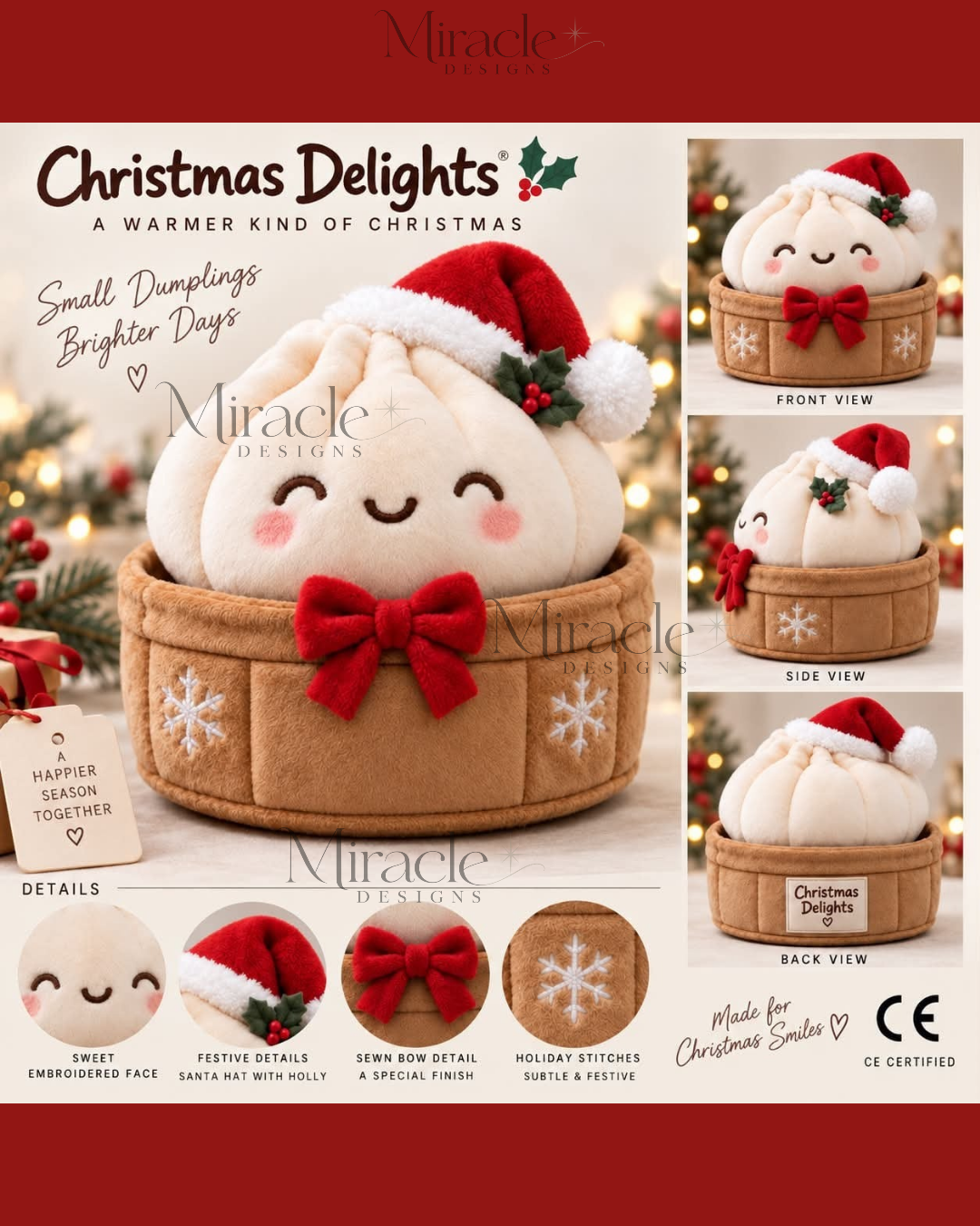 Exclusive Christmas personalised plush dumpling ( Pre order deposit)
