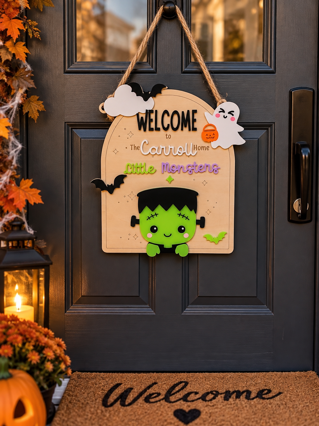 🎃 Personalised Halloween Family Door Sign