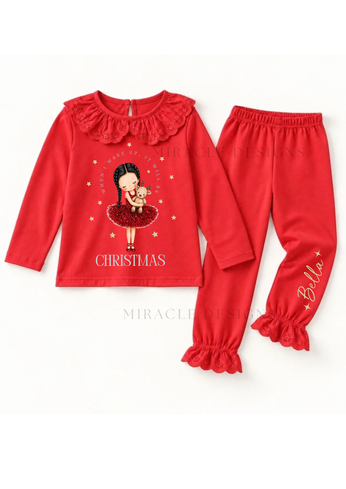 Personalised Christmas Frill PJs