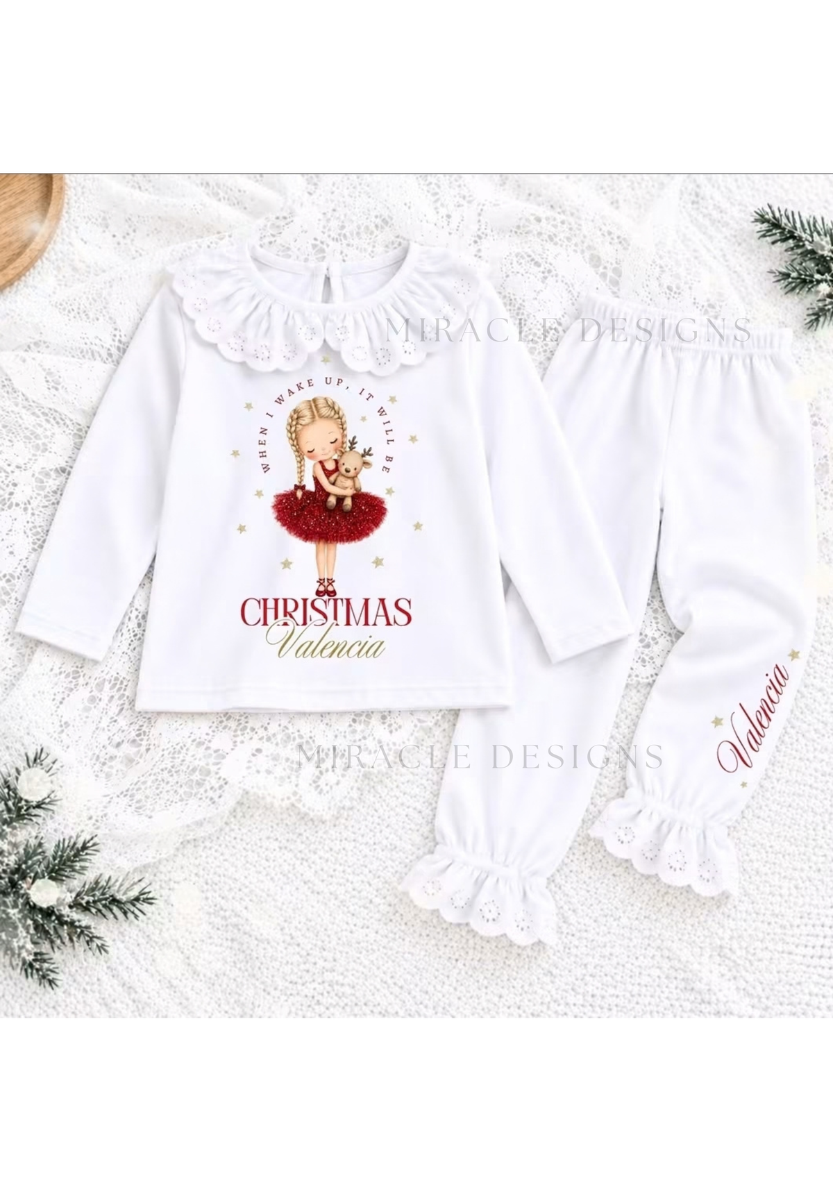 Personalised Christmas Frill PJs